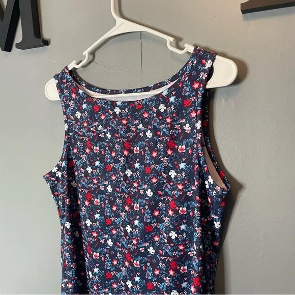 Columbia keyhole back Floral Sleeveless Tank Top - Blue and Red size small - Picture 2 of 12